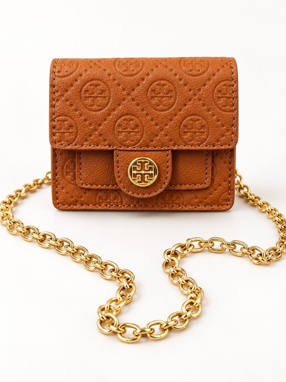 Brown Mini Crossbody Bag with Chain Strap